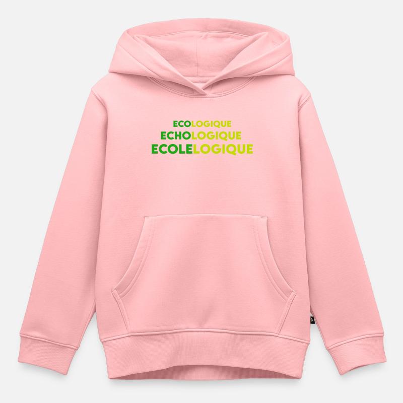 Écologique Echo logique Ecole logique - Sweat Premium à capuche enfant bio - rose