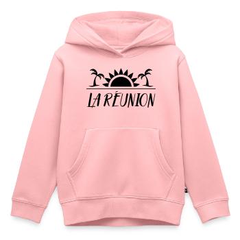 La Réunion 974 - Sweat Premium à capuche enfant bio - rose - Devant - AI Model Kid Female (0cm)