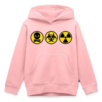 Rayonnement, risque biologique et symbole toxique - Sweat Premium à capuche enfant bio - rose - Devant - AI Model Kid Female (0cm)