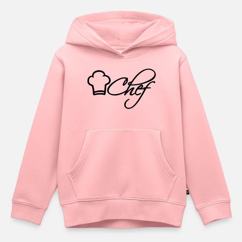Chef Chef Cap Logo Chef étoilé - Sweat Premium à capuche enfant bio - rose