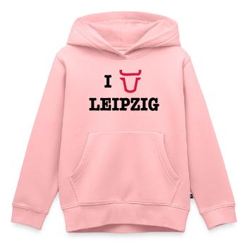 I Love Leipzig - Sweat Premium à capuche enfant bio - rose - Devant - AI Model Kid Female (0cm)
