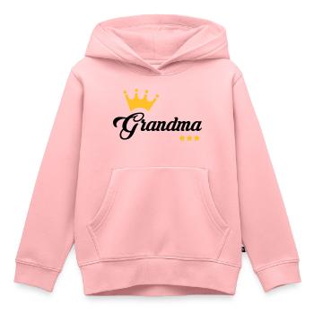 Mamie / Mamy / Grand Mere / Grand-Mère / Bébé - Sweat Premium à capuche enfant bio - rose - Devant - AI Model Kid Female (0cm)