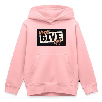 NEVER GIVE UP! - Kids Premium Organic Hoodie - rose - Front - AI Model Kid Female (0cm)