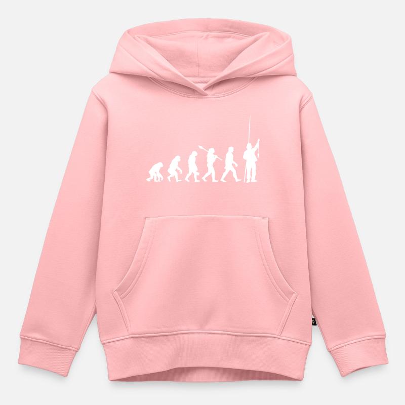 Evolution pêche amusante - Sweat Premium à capuche enfant bio - rose