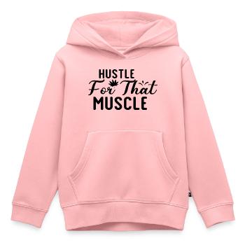 Drukte voor die spier - Kinder Premium hoodie biologisch - roze - Voor - AI Model Kid Female (0cm)