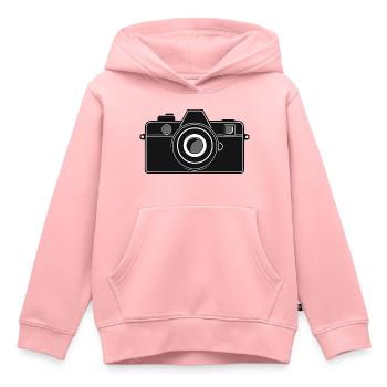 Appareil photo, Appareil photo vintage, , Ancien appareil photo, Ancien - Sweat Premium à capuche enfant bio - rose - Devant - AI Model Kid Female (0cm)