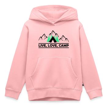 Live Love Camp - Kinder Premium Organic Hoodie - Rosa - Vorne - AI Model Kid Female (0cm)