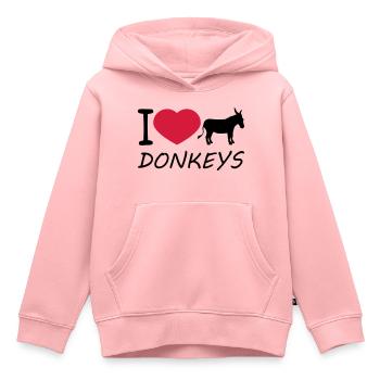 text i love liebe herz esel pferd pony klein packe - Kinder Premium Organic Hoodie - Rosa - Vorne - AI Model Kid Female (0cm)
