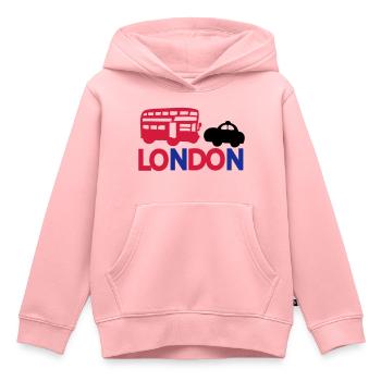 LONDON BLACK CAP ROUGE & BUS - Sweat Premium à capuche enfant bio - rose - Devant - AI Model Kid Female (0cm)
