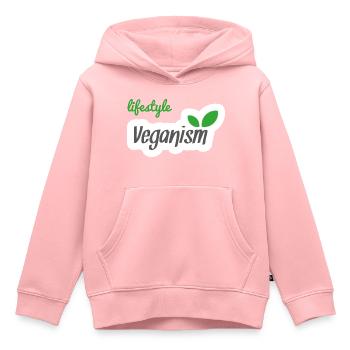lifestyle veganism vegan veggie végétalien - Sweat Premium à capuche enfant bio - rose - Devant - AI Model Kid Female (0cm)