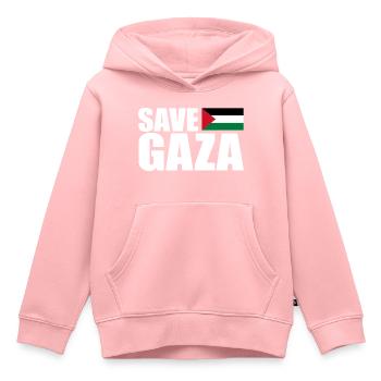 Save gaza - Sweat Premium à capuche enfant bio - rose - Devant - AI Model Kid Female (0cm)