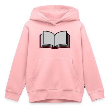 Pages du livre ouvert de l’école - Sweat Premium à capuche enfant bio - rose - Devant - AI Model Kid Female (0cm)