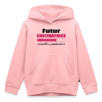 Futur Cultivatrice - Sweat Premium à capuche enfant bio - rose - Devant - AI Model Kid Female (0cm)
