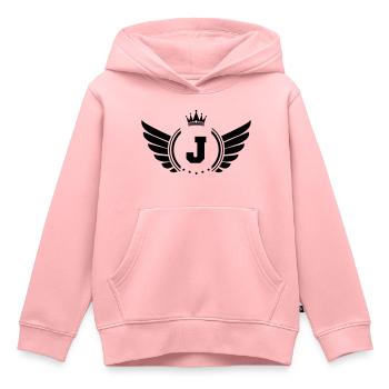 Armoiries J - Sweat Premium à capuche enfant bio - rose - Devant - AI Model Kid Female (0cm)