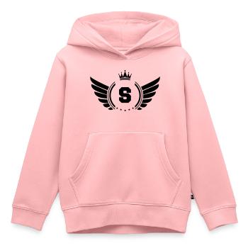 armoiries S - Sweat Premium à capuche enfant bio - rose - Devant - AI Model Kid Female (0cm)