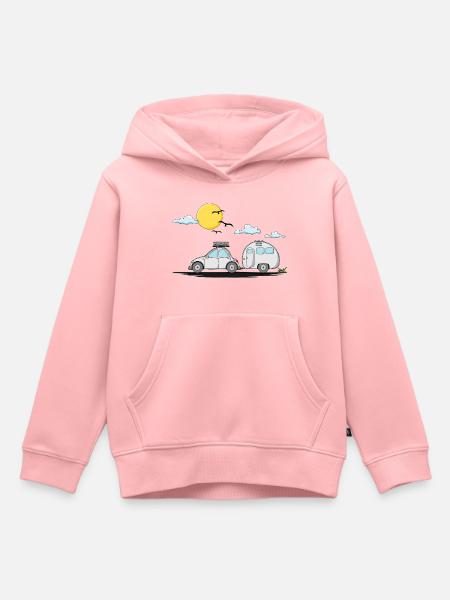 Wohnwagen Auto mit Anhänger - Kinder Premium Organic Hoodie - Rosa