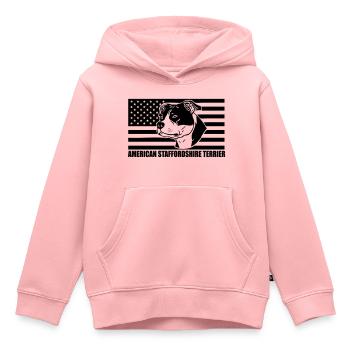 American Stafford © www.dog-power.nl - Kinder Premium Organic Hoodie - Rosa - Vorne - AI Model Kid Female (0cm)