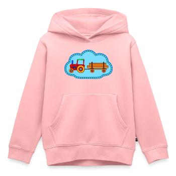 Roter Traktor / Traktor mit Hänger - Kinder Premium Organic Hoodie - Rosa - Vorne - AI Model Kid Female (0cm)