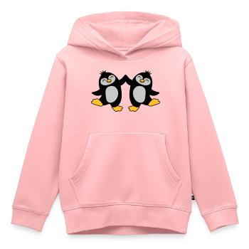High Five Begrüßung Pinguine - Kinder Premium Organic Hoodie - Rosa - Vorne - AI Model Kid Female (0cm)