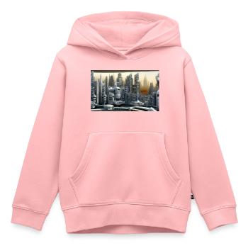 Stadt der Zukunft - Kinder Premium Organic Hoodie - Rosa - Vorne - AI Model Kid Female (0cm)