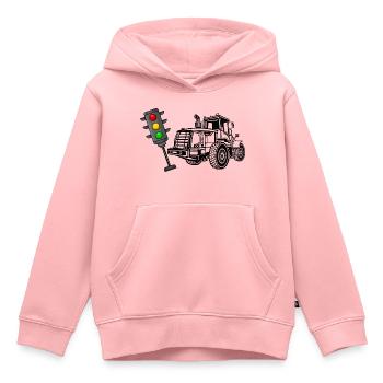 Ein Traktor fährt die Ampel um Ampel muss weg - Kinder Premium Organic Hoodie - Rosa - Vorne - AI Model Kid Female (0cm)