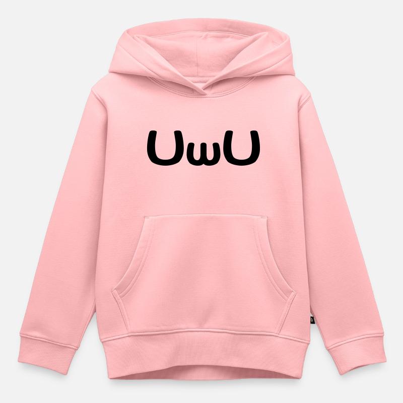 Émoticône UwU Happy Anime Face - Sweat Premium à capuche enfant bio - rose