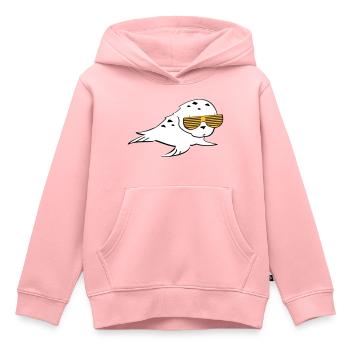 Robbe mit Shutter Shades - Kinder Premium Organic Hoodie - Rosa - Vorne - AI Model Kid Female (0cm)