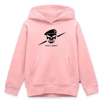 Tete de mort beret - Sweat Premium à capuche enfant bio - rose - Devant - AI Model Kid Female (0cm)