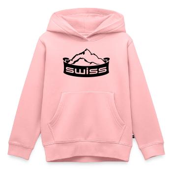 Swiss Mountain Banner Logo - Sweat Premium à capuche enfant bio - rose - Devant - AI Model Kid Female (0cm)