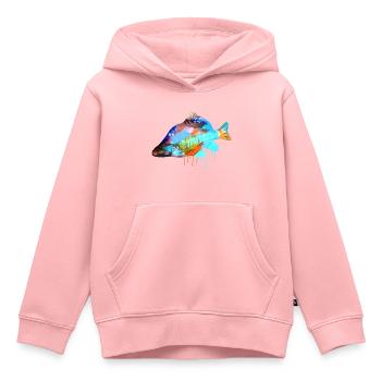 carpe, coloré, graffiti, peinture, poisson - Sweat Premium à capuche enfant bio - rose - Devant - AI Model Kid Female (0cm)