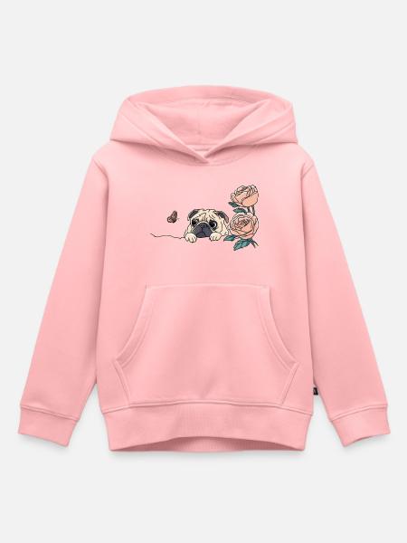 Mops mit Schmetterling - Kinder Premium Organic Hoodie - Rosa
