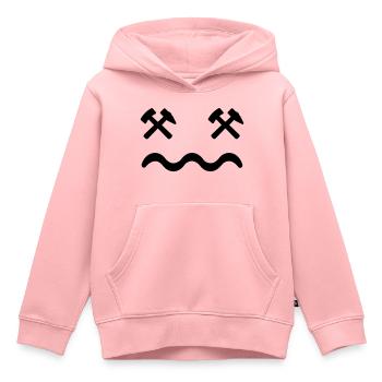 Visage : Batte & Fer (couleur de conception modifiable) - Sweat Premium à capuche enfant bio - rose - Devant - AI Model Kid Female (0cm)