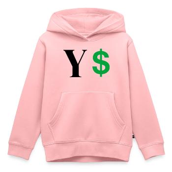 Lettre y dollar - Sweat Premium à capuche enfant bio - rose - Devant - AI Model Kid Female (0cm)
