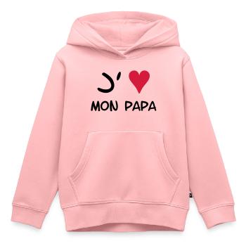 J'aime mon papa ! - Sweat Premium à capuche enfant bio - rose - Devant - AI Model Kid Female (0cm)
