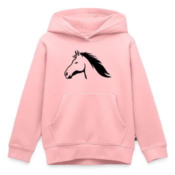 cheval - Sweat Premium à capuche enfant bio - rose - Devant - AI Model Kid Female (0cm)