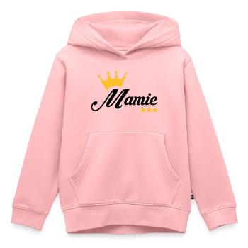Mamie / Mamy / Grand Mere / Grand-Mère / Bébé - Sweat Premium à capuche enfant bio - rose - Devant - AI Model Kid Female (0cm)