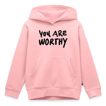 „You are worthy“ T-Shirt Mit Spruch - Kinder Premium Organic Hoodie - Rosa - Vorne - AI Model Kid Female (0cm)
