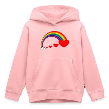 Regenbogen Herz Küsse - Kinder Premium Organic Hoodie - Rosa - Vorne - AI Model Kid Female (0cm)