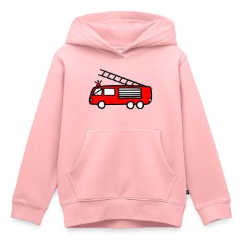 Camion pompier, camion de pompier, pompier - Sweat Premium à capuche enfant bio - rose - Devant - AI Model Kid Female (0cm)