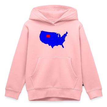 State of Wyoming Location - Kids Premium Organic Hoodie - rose - Front - AI Model Kid Female (0cm)