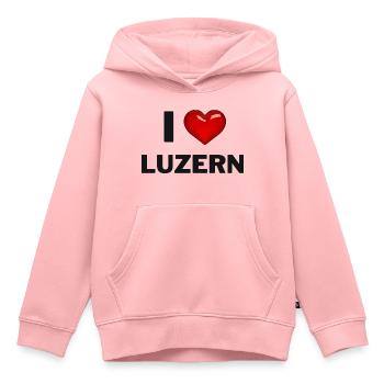 J’aime Lucerne - Sweat Premium à capuche enfant bio - rose - Devant - AI Model Kid Female (0cm)