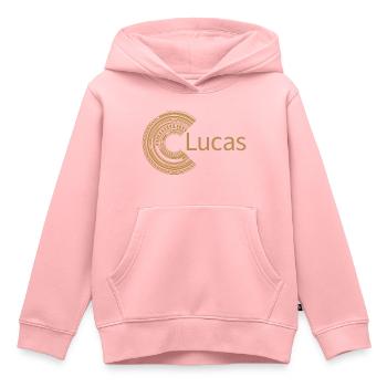 Pour Lucas - Sweat Premium à capuche enfant bio - rose - Devant - AI Model Kid Female (0cm)