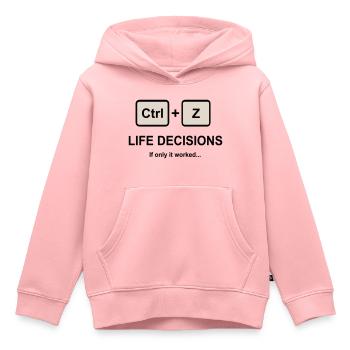 Ctrl + Z Life Decisions - Kids Premium Organic Hoodie - rose - Front - AI Model Kid Female (0cm)