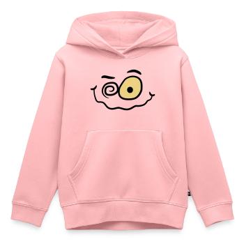 Sourire drôle fou fou - Sweat Premium à capuche enfant bio - rose - Devant - AI Model Kid Female (0cm)