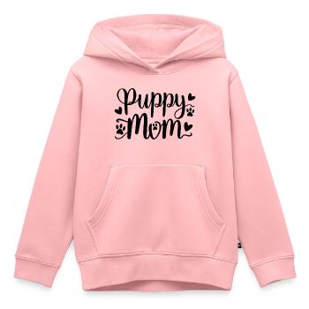 chiot chien - Sweat Premium à capuche enfant bio - rose - Devant - AI Model Kid Female (0cm)