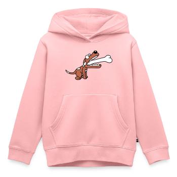 Hund Gierig Hungrig Großer Knochen Verschluckt - Kinder Premium Organic Hoodie - Rosa - Vorne - AI Model Kid Female (0cm)