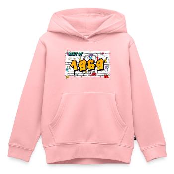 Retro vibes 1969 Graffiti – 56 ans d’audace - Sweat Premium à capuche enfant bio - rose - Devant - AI Model Kid Female (0cm)