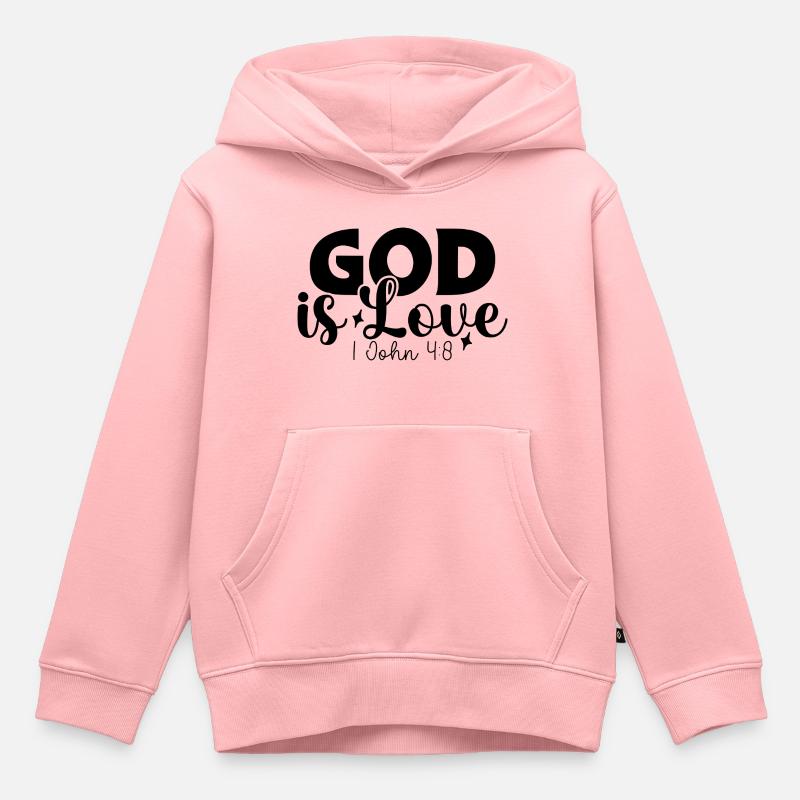 Dieu est amour - Sweat Premium à capuche enfant bio - rose