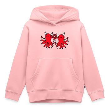 2 Octopus Devil Hell Team Friends Satan Evil Cute - Sweat Premium à capuche enfant bio - rose - Devant - AI Model Kid Female (0cm)