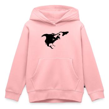 Amérique du Nord - Sweat Premium à capuche enfant bio - rose - Devant - AI Model Kid Female (0cm)